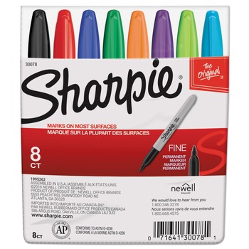 PERMANENT MARKERS | Sharpie 30078 Fine Bullet Tip Permanent Marker - Assorted Colors (8/Set)