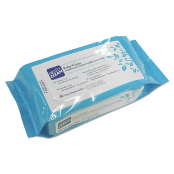 CLEANING WIPES | Sani Professional NIC A630FW 6.6 in. x 7.9 in. 1-Ply Nice 'N Clean Baby Wipes - Unscented, White (12/Carton)
