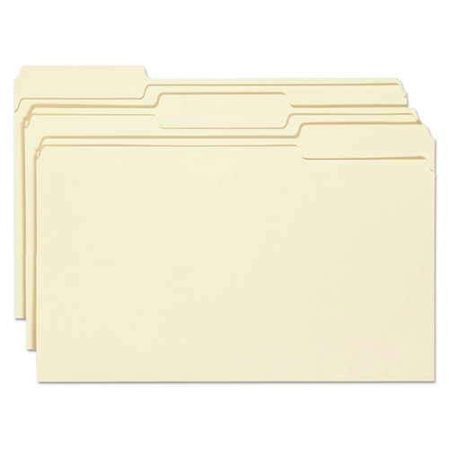 File Folders | Smead 15338 1/3-Cut Tabs Assorted Legal 0.75 in. Expansion Top Tab File Folders with Antimicrobial Product Protection - Manila (100/Box) image number 0