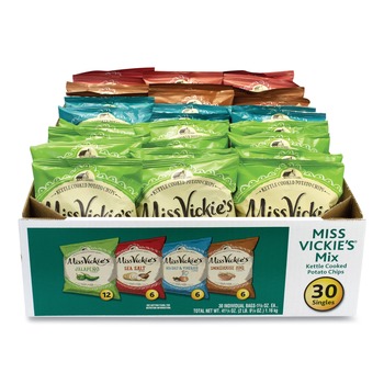 Green Rabbit 30212 1.38 oz Bags Kettle Cooked Chips Variety Mix - Four Assorted Flavors (30/Carton)
