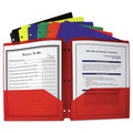 Binders | C-Line 33930 11 x 8.5 Two-Pocket 3-Hole Punch Heavyweight Poly Portfolio Folder - Randomly Assorted Colors image number 2