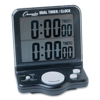CLOCKS | Champion Sports DC100 3.5 in. x 1 in. x 4.5 in. LCD Dual Timer/Clock with Jumbo Display - Black