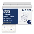 Paper Towels and Napkins | Tork MB579 Premium Soft Xpress 9.13 x 9.5 2-Ply 3-Panel Multifold Hand Towels - White with Blue Leaf (16/Carton) image number 0