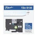 Tapes | Brother P-Touch TZES135 0.47 in. x 26.2 ft. TZE Standard Adhesive Laminated Labeling Tape - White on Clear image number 3
