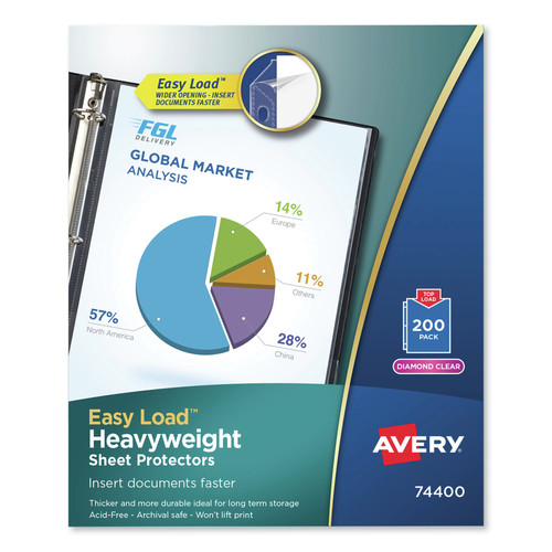 Sheet Protectors | Avery 74400 Top-Load Heavy Poly Letter Sheet Protectors - Diamond Clear (200/Box) image number 0