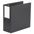 Binders | Universal UNV20714 11 in. x 8.5 in. 5 in. Capacity 3 Rings Deluxe Non-View D-Ring Binder with Label Holder - Black image number 1