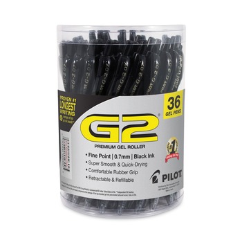 Pilot 84065 Premium G2 0.7 mm Retractable Gel Pen - Fine, Black (36/Pack)