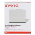 File Folders | Universal UNV10252T 2 in. Expansion 1 Divider 4 Fasteners 4-Section Pressboard Classification Folders - Letter Size, Gray Exterior (10/Box) image number 4