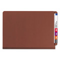 File Folders | Smead 29860 2 in. Expansion 2 Divider Legal Size 6 SafeSHIELD Fasteners End Tab Pressboard Classification Folders - Red (10/Box) image number 0