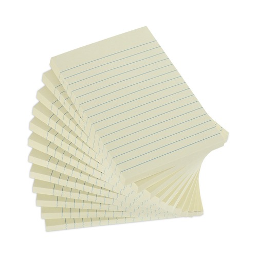 Sticky Notes & Post it | Universal UNV28073 4 in. x 6 in. Note Ruled Recycled Self-Stick Note Pads - Yellow (12 Pads/Pack) image number 0
