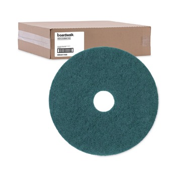 CLEANING AND SANITATION ACCESSORIES | Boardwalk BWK4017GRE 17 in. Diameter Heavy-Duty Scrubbing Floor Pads - Green (5/Carton)