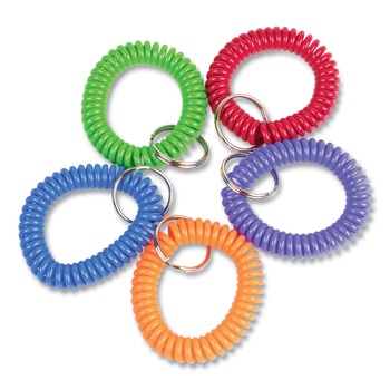 LABELS AND LABEL MAKERS | CONTROLTEK 565104 Wrist Key Coil Key Organizers - Blue/Green/Orange/Purple/Red (10/Pack)