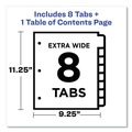 Back to School Sale | Avery 11163 Ready Index 11 in. x 9.25 in. 8-Tab 1 to 8 Extra Wide Tabs Customizable TOC Dividers - Multicolor Tabs/White (1-Set) image number 6