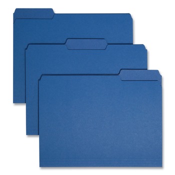 Smead 10279 1/3-Cut Tabs Assorted Letter Size 0.75 in. Expansion Interior File Folders - Navy Blue (100/Box)