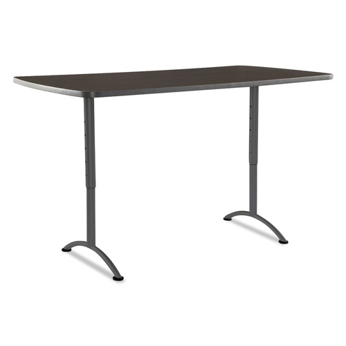 Office Desks & Workstations | Iceberg 69324 36 in. x 72 in. x 30 in. - 42 in. ARC Adjustable-Height Rectangular Table - Walnut Top, Gray Base image number 0