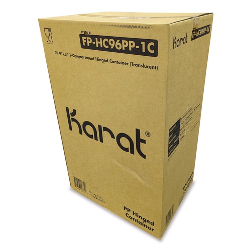 Food Trays, Containers, and Lids | Karat FP-HC96PP-1C Polypropylene Plastic Hinged Container 6 x 9 x 2.97 Clear Plastic 125/Pack 2 Packs/Carton image number 0