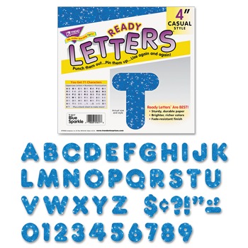 TREND T1617 Ready Letters 4 in. Tall Sparkles Letter - Blue Sparkle Characters (1-Set)