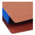 File Folders | Smead 74689 5.25 in. Expansion Legal Size Fully Lined 6.5 in. High Gussets Drop-Front End Tab File Pockets - Redrope/Blue (10/Box) image number 3