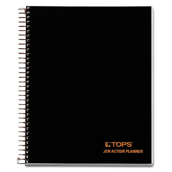 TOPS 63828 (100) 8.5 in. x 6.75 in. Sheets 1-Subject Narrow Rule JEN Action Planner - Black Cover