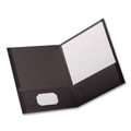 File Folders | Oxford 53406EE Linen Finish Twin Pocket Letter Folders - Black (25/Box) image number 2