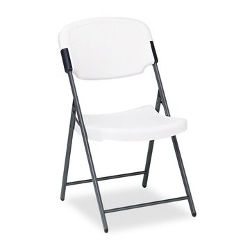 Iceberg 64003 Rough n Ready 15.25 in. Seat Height Supports Up to 350 lbs. Commercial Folding Chair - Platinum Seat/Back, Black Base