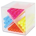 Just Launched | Deflecto 350201 6 in. x 7.2 in. x 6 in. 4 Compartments X Divider Stackable Plastic Cube Organizer - Clear image number 3