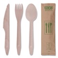 Cutlery | Eco-Products EP-S215 General Purpose Fork/Knife/Napkin/Spoon Wood Cutlery - Natural (500/Carton) image number 1