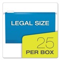 File Folders | Pendaflex 04153 1/5 BLU 1/5-Cut Tabs Legal Size Colored Reinforced Hanging Folders - Blue (25/Box) image number 1