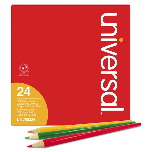 Pencils | Universal UNV55324 Woodcase 3 mm Colored Pencils - Assorted Colors (24/Pack) image number 0