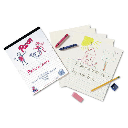 Cover & Cardstock | Pacon P2423 9 in. x 12 in. 16 lbs. 5/8 in. Long Rule One-Sided Multi-Program Picture Story Paper (500/Pack) image number 0
