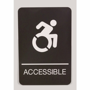 Headline Sign 7787 6 x 9 Accessible ADA Sign - Black Face/White Graphics