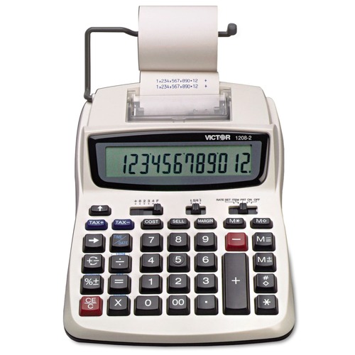 Calculators | Victor 12082 Compact 2.3 Lines/Second Two-Color Printing Calculator - Black/Red Print image number 0