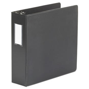 Universal UNV20791 Deluxe 3 in. Capacity Non-View D-Ring Binder with Label Holder - Black