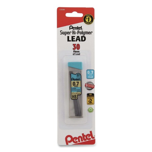 Pencils | Pentel C27-HB 0.7 mm Super Hi-Polymer HB Lead Refills - Black (30/Pack) image number 0