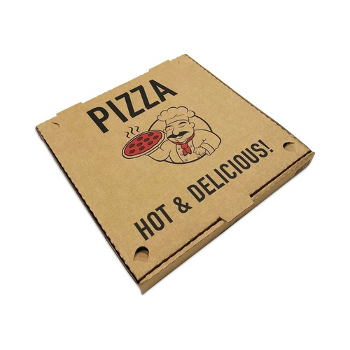 Food Trays, Containers, and Lids | BluTable REM-BX-KRSTCK-12KSBFL 12 in. x 12 in. x 2 in. Paper Pizza Boxes - Brown (50/Pack) image number 0