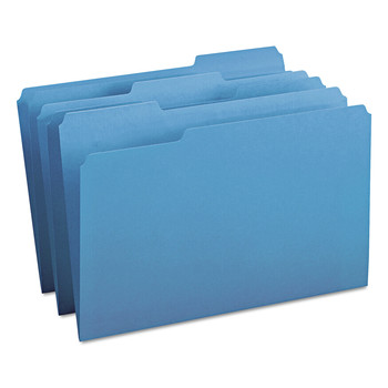 Smead 17043 1/3-Cut Tabs Assorted Legal Size 0.75 in. Expansion Colored File Folders - Blue (100/Box)