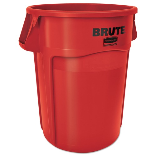 Trash Cans | Rubbermaid Commercial FG264360RED BRUTE 44 Gallon Vented Plastic Round Container - Red image number 0