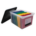 Desktop Organizers | Innovative Storage Designs 55802 17.75 in. x 14 in. x 10.25 in. Letter/Legal File Tote with Contents Label - Clear/Black image number 3