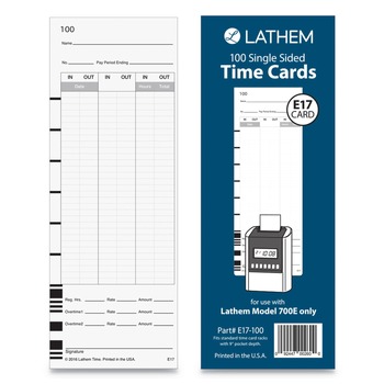 RECORDKEEPING AND FORMS | LZB E17-100 3.5 in. x 9 in. One Side Time Clock Cards For Lathem Time 700E (100/Pack)