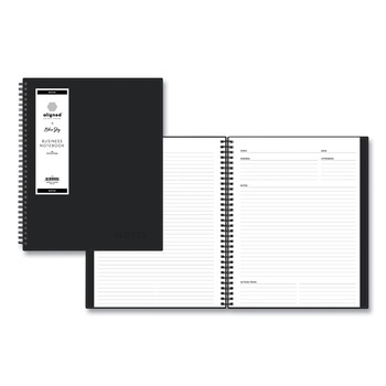 Blue Sky 121454 11 in. x 8.5 in. Meeting-Minutes/Notes Format with Narrow Ruling Aligned Business Notebook - Black Cover