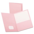 File Folders | Oxford 57568EE 11 x 8.5 0.5 in. Capacity Embossed Leather Grain Paper Twin-Pocket Folder - Pink (25/Box) image number 1