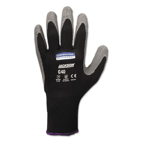 Cleaning Gloves | Ansell KCC 97274 270 mm Length G40 Poly/Cotton Latex Coated Gloves - X-Large, Gray/Black (12 Pairs/Pack) image number 0