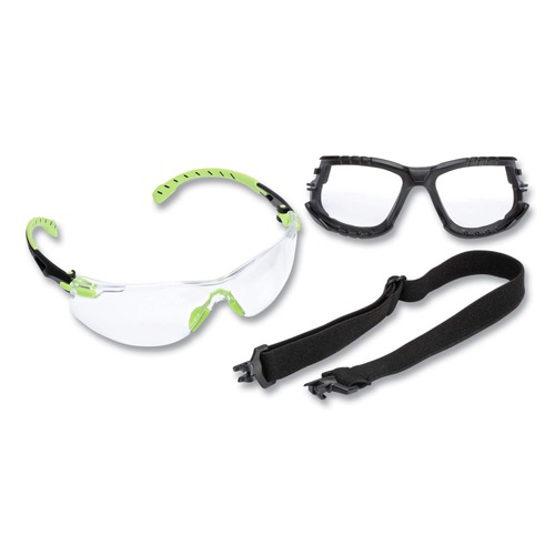 Safety & First Aid | 3M S1201SGAF-KT Solus 1000 Series Safety Glasses - Green Plastic Frame, Clear Polycarbonate Lens image number 0