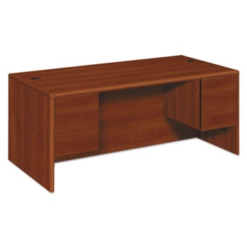 HON H10791.COGNCOGN 10700 Series 72 in. x 36 in. x 29.5 in. Double 3-Quarter Height Pedestal Desk - Cognac