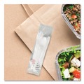 Cutlery | SOLO MOW8Y-0007 Medium Weight PP Kit Wrapped Fork/Knife/Teaspoon/Napkin with Salt and Pepper - White (250/Carton) image number 3