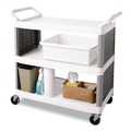 Cleaning Carts | Rubbermaid Commercial FG334992WHT 15 in. x 20 in. x 5 in. Bus/Utility Box - White image number 2