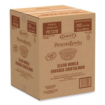 Dart PET32B PresentaBowls 32 oz. Plastic Bowls - Clear (252/Carton)