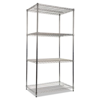 JUST LAUNCHED | Alera ALESW503624SR NSF Certified Industrial 4-Shelf 36 in. x 24 in. x 72 in. Wire Shelving Kit - Silver