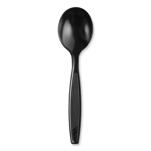  | Dixie SH53C7 Individually Wrapped Heavyweight Polystyrene Soup Spoons - Black (1000/Carton) image number 0