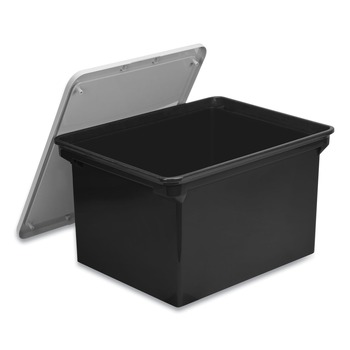Storex 61528U04C 13.9 in. x 18.3 in. x 10.6 in. Legal/Letter Tote with Comfort Edges - Black (4/Carton)